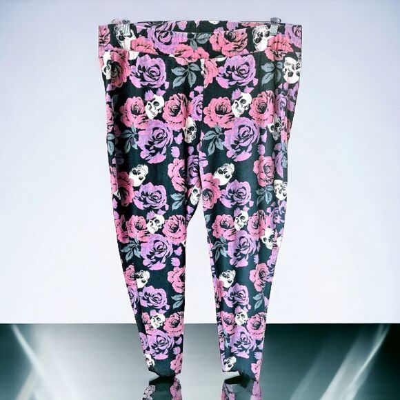 PRICE FIRM!TORRID Plus Size Floral🪻 SKULL 💀 Premium Leggings. - Picture 1 of 9